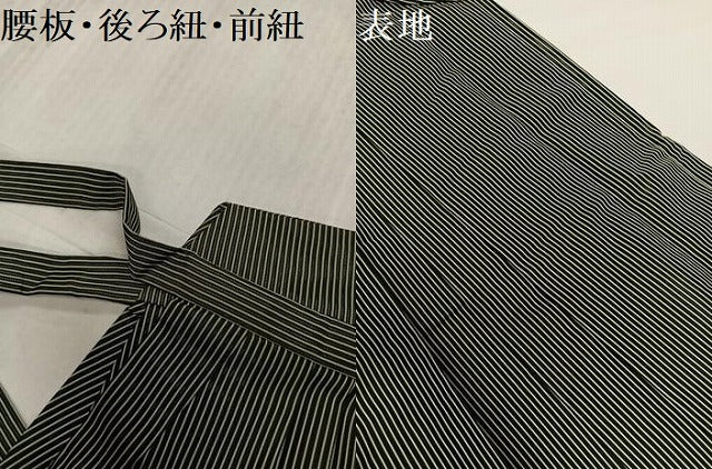 平和屋着物●男性 夏物 創業100年 毘龍織 安部吉 縦絽 馬乗り袴 縞 正絹 逸品 AABL7337ph