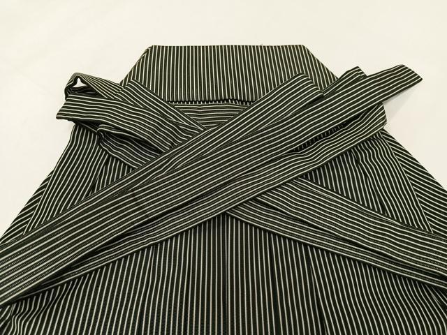 平和屋着物●男性 夏物 創業100年 毘龍織 安部吉 縦絽 馬乗り袴 縞 正絹 逸品 AABL7337ph
