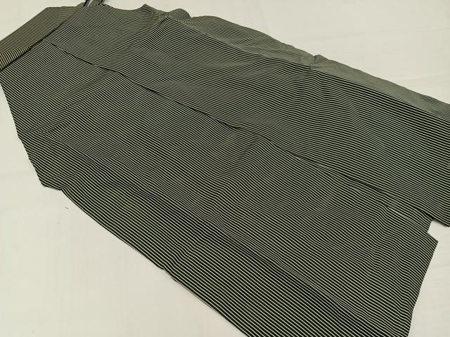 平和屋着物●男性 夏物 創業100年 毘龍織 安部吉 縦絽 馬乗り袴 縞 正絹 逸品 AABL7337ph