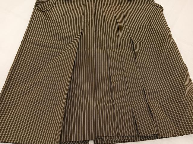 平和屋着物●男性 創業100年 毘龍織 安部吉 行灯袴 縞 正絹 逸品 AABL7339ph
