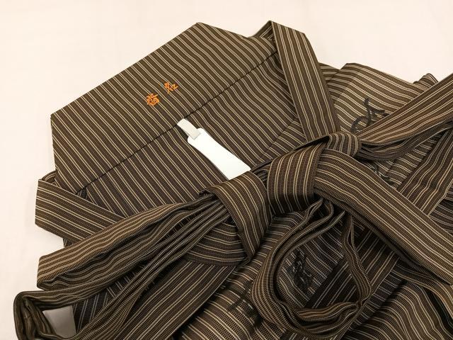 平和屋着物●男性 創業100年 毘龍織 安部吉 行灯袴 縞 正絹 逸品 AABL7339ph