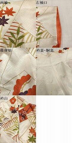 平和屋着物●豪華振袖 駒刺繍 草花文 金彩 正絹 逸品 AABL7353ph