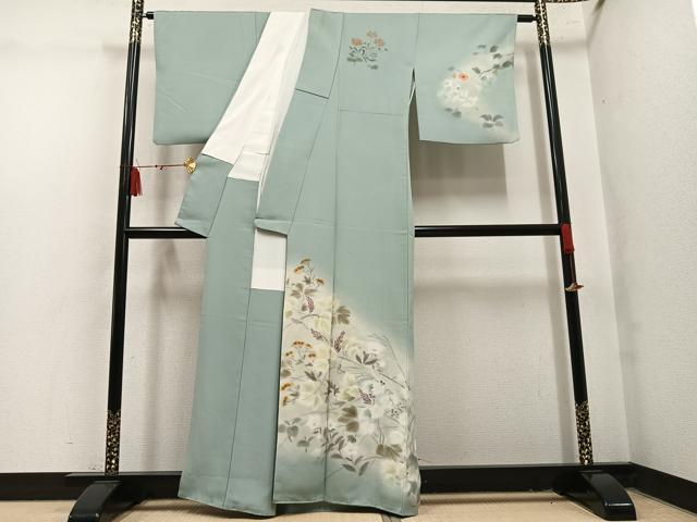 平和屋着物●訪問着 作家物 手描き 草花文 暈し染め 正絹 逸品 AABL7384ph
