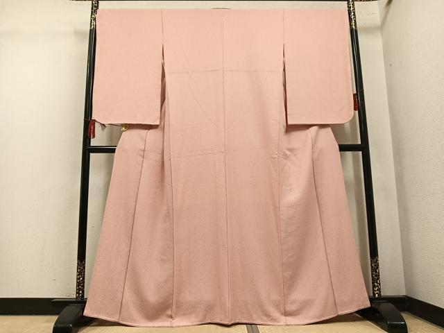 平和屋着物●上質な色無地 霞地紋 肉色 正絹 逸品 AABL7385ph