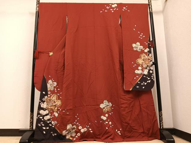 平和屋着物●豪華振袖 駒刺繍 舞桜文 金彩 正絹 逸品 AABL7401ph