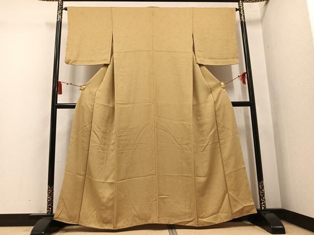 平和屋着物●上質な色無地 草花地紋 枯色 正絹 逸品 未使用 AABL7408ph