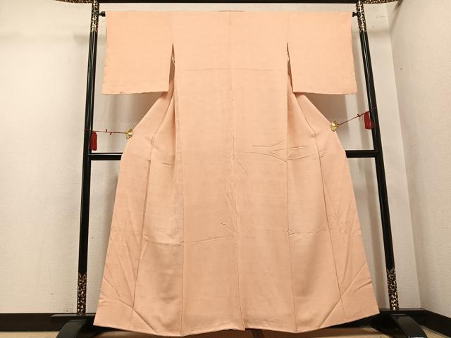 平和屋着物●上質な色無地 遠州椿地紋 淡香色 正絹 逸品 AABL7411ph