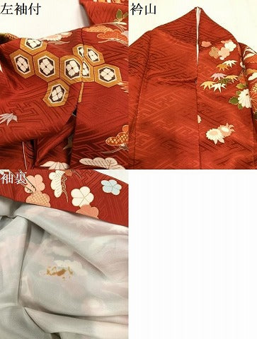 平和屋着物●豪華振袖 駒刺繍 草花文 暈し染め 金彩 正絹 逸品 AABL7418ph