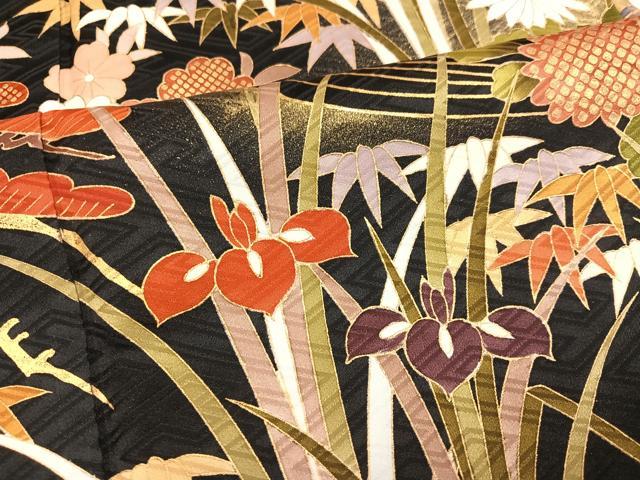 平和屋着物●豪華振袖 駒刺繍 草花文 暈し染め 金彩 正絹 逸品 AABL7418ph