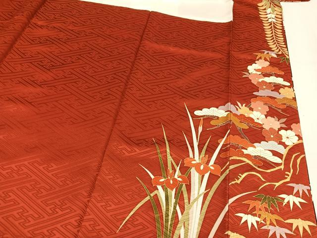平和屋着物●豪華振袖 駒刺繍 草花文 暈し染め 金彩 正絹 逸品 AABL7418ph