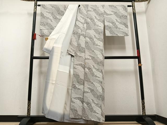 平和屋着物●天目織 お召 道長花文 正絹 逸品 AABL7429ph