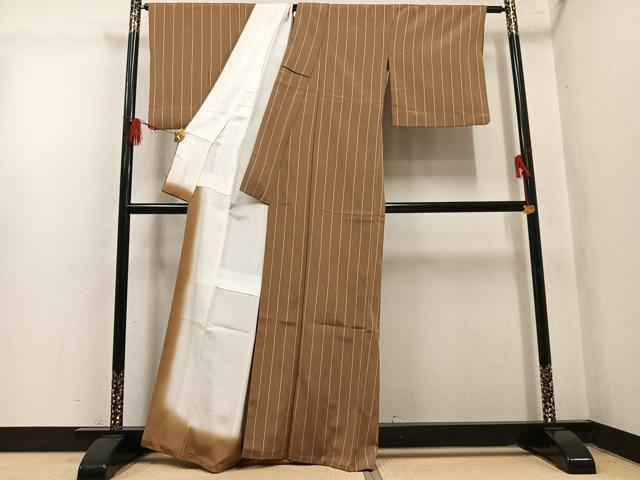 平和屋着物●上質な小紋 間道 正絹 逸品 AABL7440ph