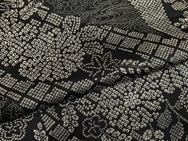 平和屋着物●上質な小紋 草花文 濃紺地 正絹 逸品 AABL7443ph