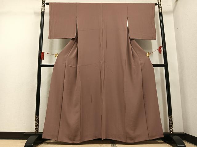 平和屋着物●上質な色無地 宗伝唐茶色 正絹 逸品 AABL7449ph