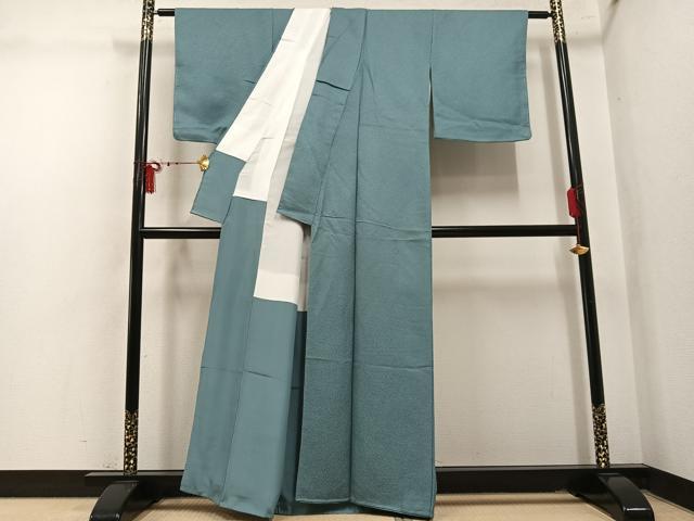 平和屋着物●上質な色無地 千草色 正絹 逸品 未使用 AABL7461ph