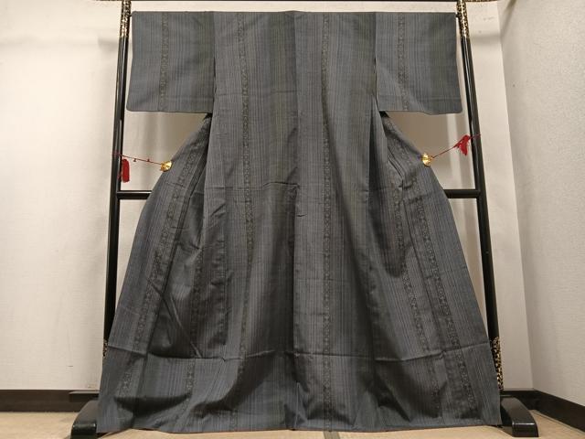 平和屋着物●結城紬 100亀甲 間道 正絹 逸品 AABL7465ph