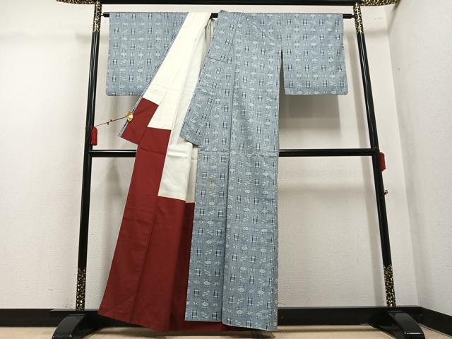 平和屋着物●上質な紬 琉球絣文様 正絹 逸品 AABL7474ph