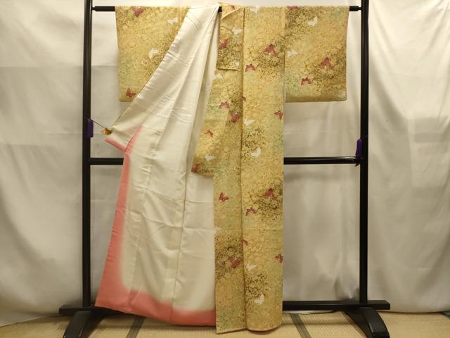 平和屋着物■上質な小紋 花蝶文 正絹 逸品 AABL7493sx