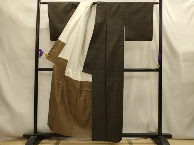 平和屋着物■上質な紬 菱間道 正絹 逸品 AABL7499sx