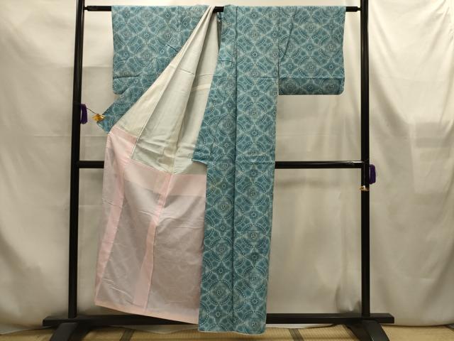 平和屋着物■上質な小紋 花絵皿文 暈し染め 正絹 逸品 AABL7507sx