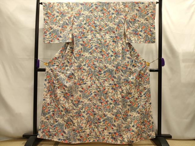 平和屋着物■上質な小紋 草花文 正絹 逸品 AABL7512sx