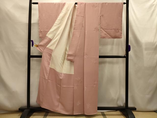 平和屋着物■上質な色無地 草花地紋 一斤染色 正絹 逸品 AABL7517sx