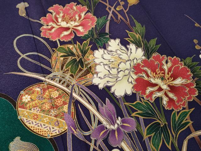 平和屋着物●豪華振袖 駒刺繍 花鼓文 金彩 正絹 逸品 AABL7523ck