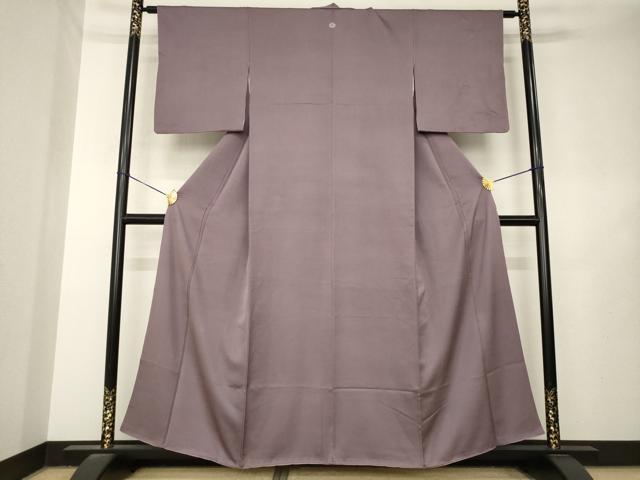 平和屋着物●上質な色無地 霞地紋 濃色 嘘つき襦袢 正絹 逸品 AABL7525ck