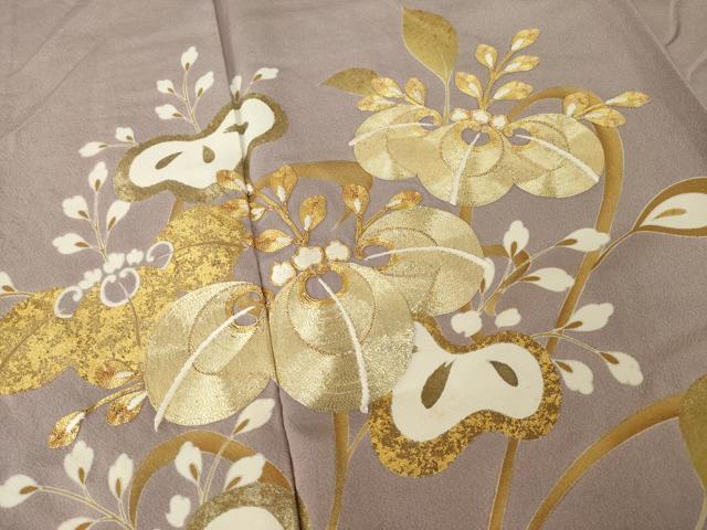 平和屋着物●豪華色留袖 駒刺繍 草花文 金彩 正絹 逸品 AABL7527ck