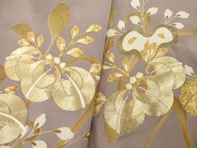 平和屋着物●豪華色留袖 駒刺繍 草花文 金彩 正絹 逸品 AABL7527ck
