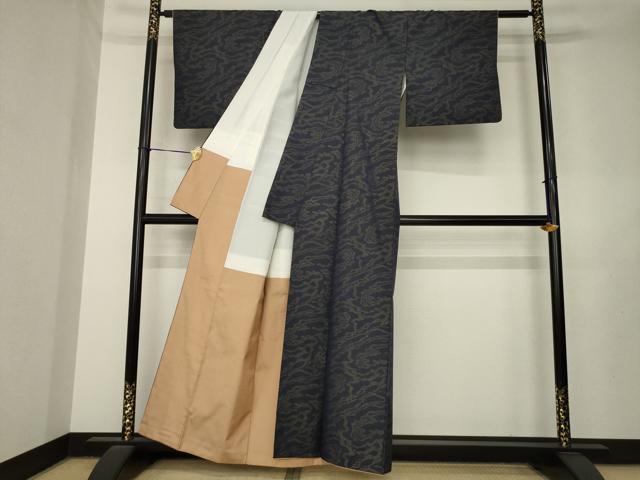 平和屋着物●本場大島紬 流水文 正絹 逸品 AABL7530ck