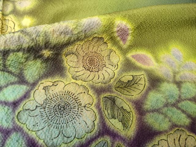 平和屋着物●訪問着 作家物 辻が花 舞花文 暈し染め 正絹 逸品 AABL7533ck
