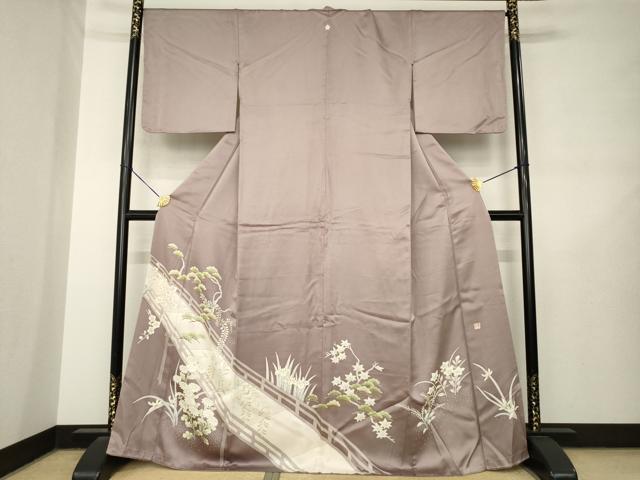 平和屋着物●豪華色留袖 作家物 渡り橋花文 金彩 正絹 逸品 AABL7556ck