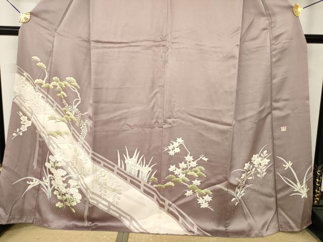 平和屋着物●豪華色留袖 作家物 渡り橋花文 金彩 正絹 逸品 AABL7556ck