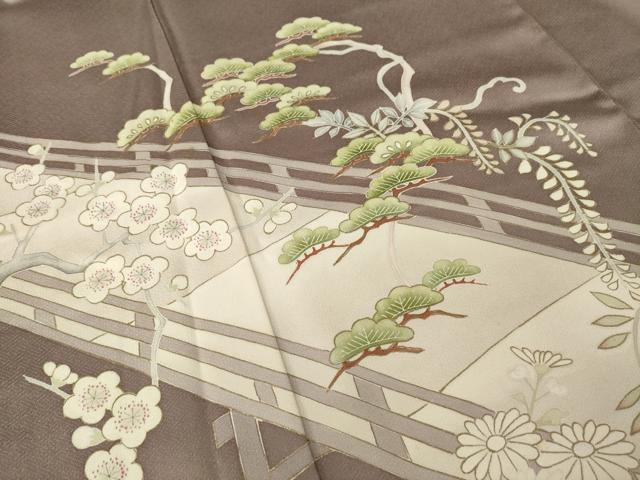 平和屋着物●豪華色留袖 作家物 渡り橋花文 金彩 正絹 逸品 AABL7556ck