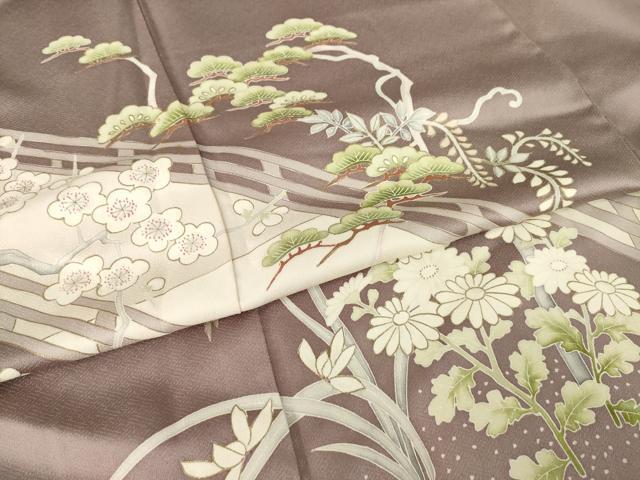 平和屋着物●豪華色留袖 作家物 渡り橋花文 金彩 正絹 逸品 AABL7556ck