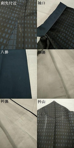 平和屋着物●本場大島紬 7マルキ 格子 黒地 正絹 逸品 AABL7557ck