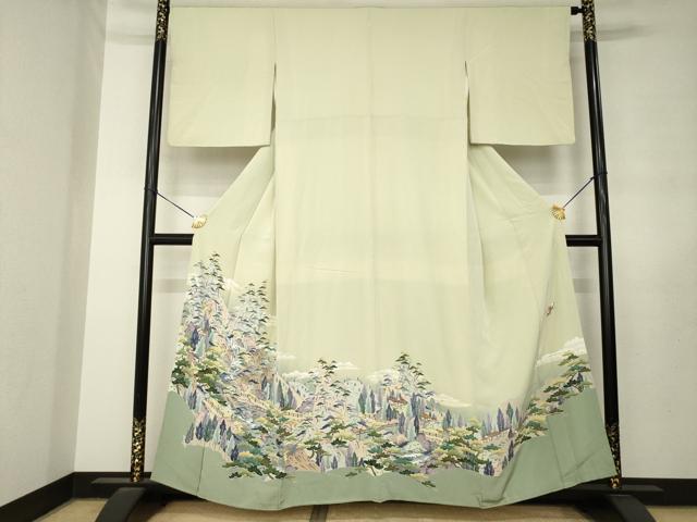 平和屋着物●本加賀友禅作家 染元千紅代表 寺西一紘 色留袖 風景文 正絹 逸品 AABL7565ck