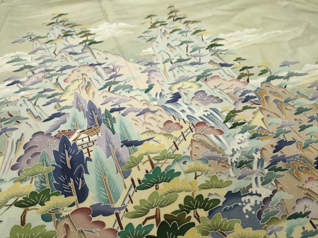 平和屋着物●本加賀友禅作家 染元千紅代表 寺西一紘 色留袖 風景文 正絹 逸品 AABL7565ck