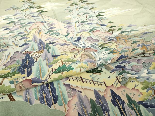 平和屋着物●本加賀友禅作家 染元千紅代表 寺西一紘 色留袖 風景文 正絹 逸品 AABL7565ck