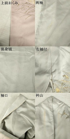 平和屋着物●訪問着 地紙飛鶴花文 暈し染め 金銀彩 正絹 逸品 AABL7567ck