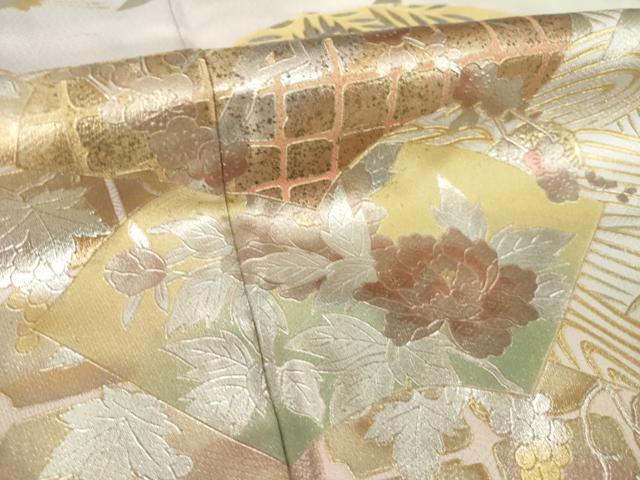 平和屋着物●訪問着 地紙飛鶴花文 暈し染め 金銀彩 正絹 逸品 AABL7567ck