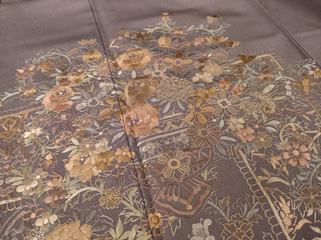 平和屋着物●訪問着 総刺繍 更紗飾花文 正絹 逸品 未使用 AABL7571ck