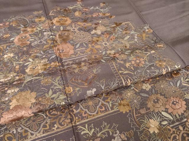 平和屋着物●訪問着 総刺繍 更紗飾花文 正絹 逸品 未使用 AABL7571ck