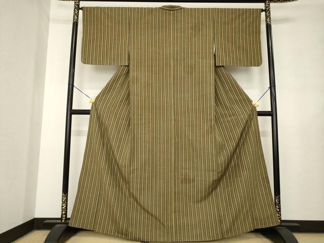平和屋着物●上質な紬 縞 正絹 逸品 AABL7572ck