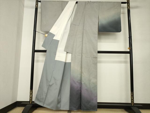平和屋着物●本場大島紬 染大島 訪問着 霞文 暈し染め 正絹 逸品 AABL7576ck