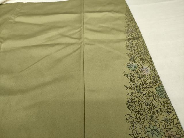 平和屋着物●訪問着 作家物 夕霧 お召地 手描き 草花文 正絹 逸品 AABL7579ck