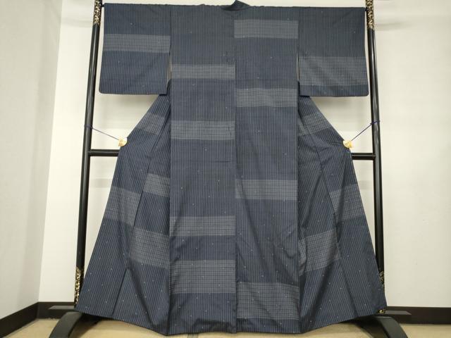平和屋着物●紬 訪問着 格子 正絹 逸品 AABL7583ck