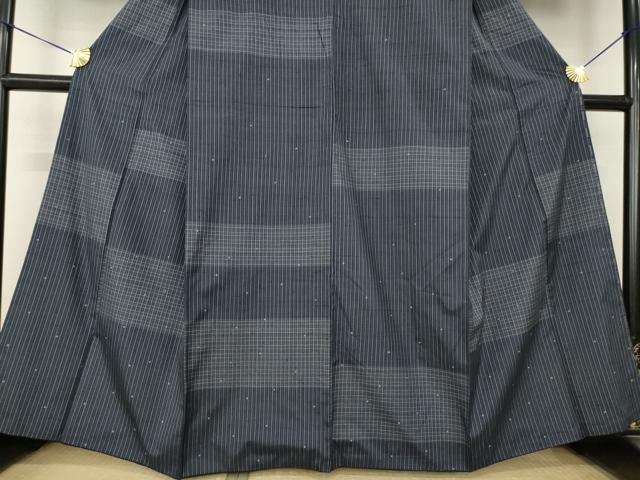 平和屋着物●紬 訪問着 格子 正絹 逸品 AABL7583ck