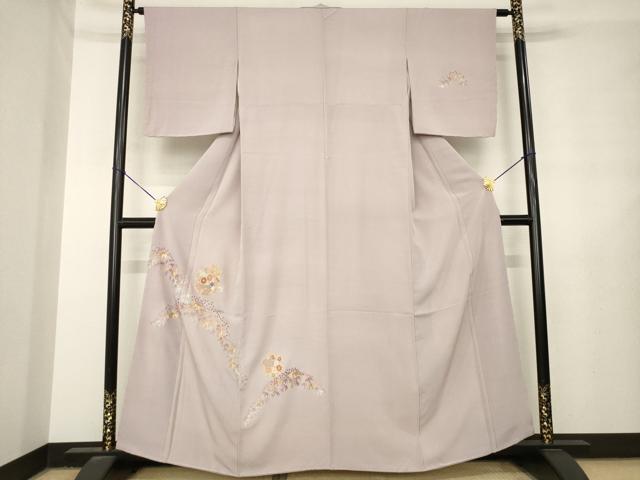 平和屋着物●訪問着 総刺繍 駒刺繍 雪輪花文 正絹 逸品 未使用 AABL7585ck